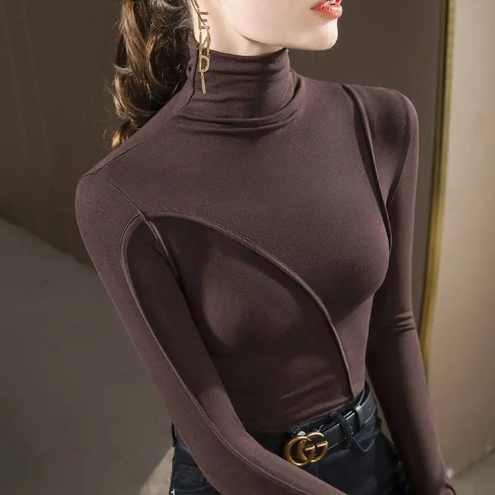 Piped Elegance: All Season Bodycon Turtleneck