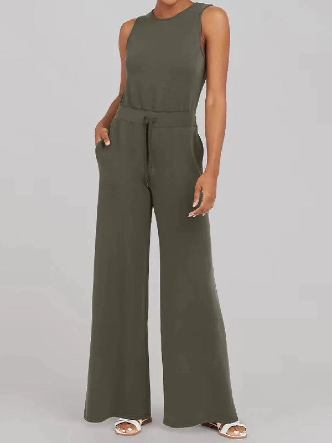 SLEEVELESS COTTON JUMPSUIT